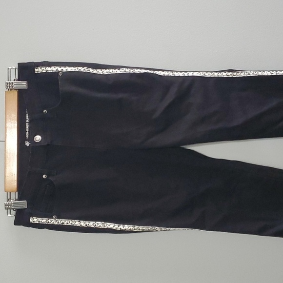 New York & Company Jeans Womens Size 6 Black White Side Stripe Fabric Comfy - Picture 3 of 14